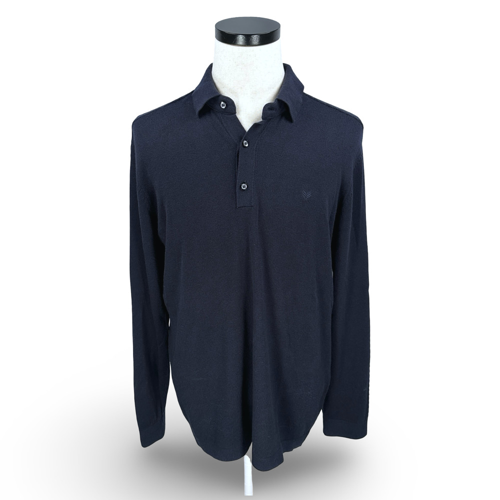 Buttercloth Sweater Polo Shirt Men’s Large Blue Cotton Long Sleeve‎ Pullover